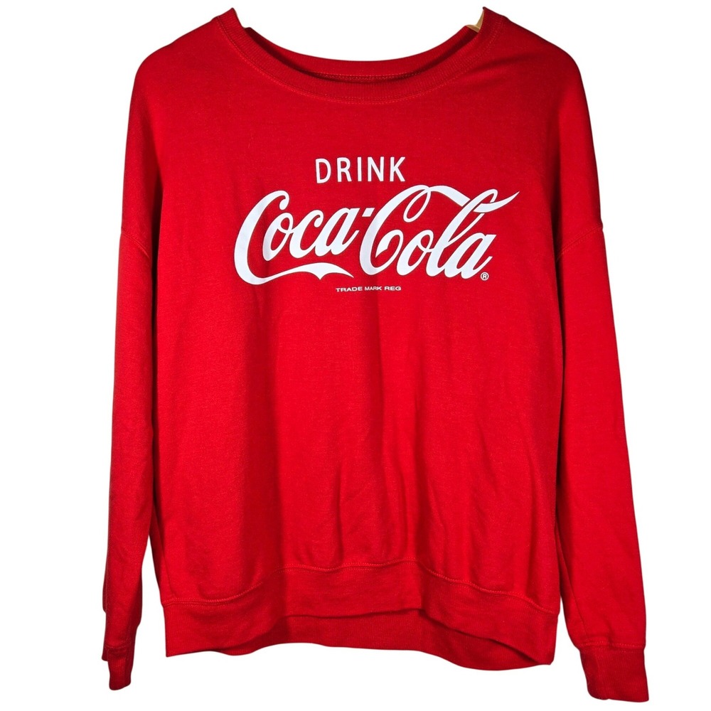 Coca-Cola Womens Red Graphic Sweatshirt Drink Coke Classic Logo Medium RN 117508 - Picture 2 of 9